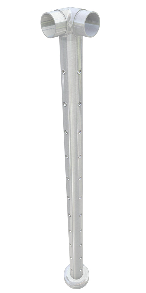 Post assembly, 50mm round, corner post, flush top, satin finish, with M6 rivnuts
