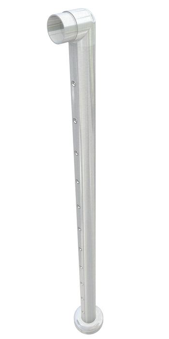 Post assembly, 50mm round, end post, flush top, satin finish, with M6 rivnuts