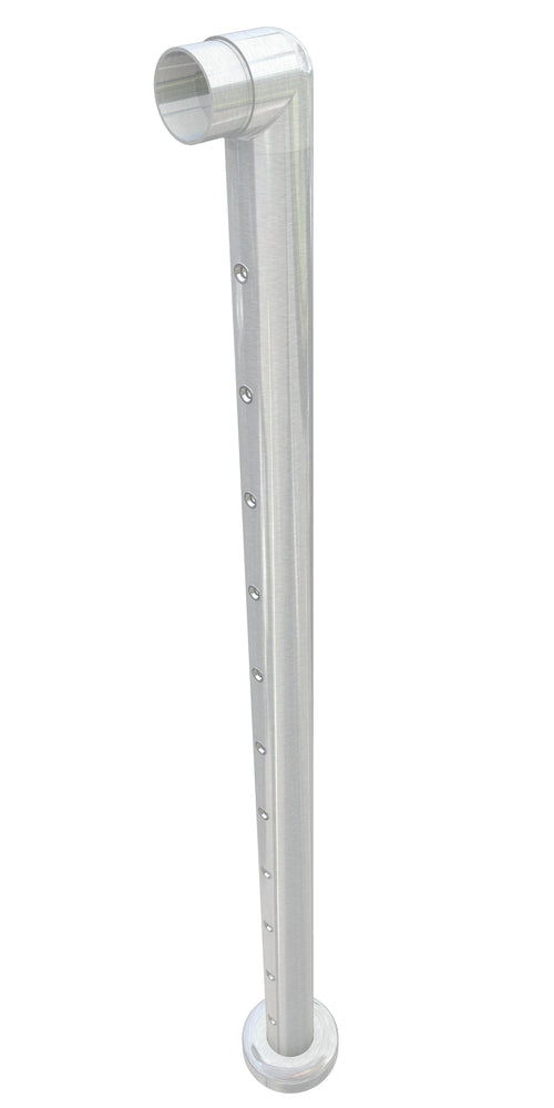 Post assembly, 50mm round, end post, flush top, satin finish, with M6 rivnuts