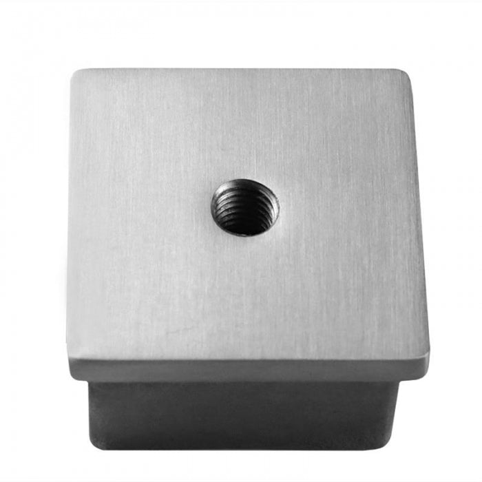 Square End Cap 1.6mm x 50.8mm tube, with M8 female thread. Mirror Polish