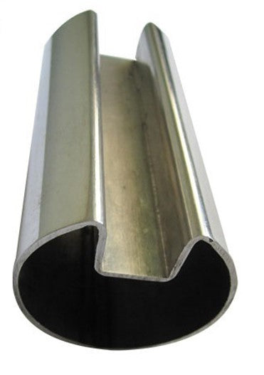 Hand Rail Tube, Round Single Slotted for Glass, 316 Grade, 50.8mm x 1.6mm per metre, Mirror Polish