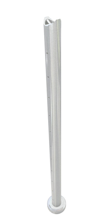 Post assembly, 50mm round, intermediate post,  flush top, satin finish, with 7.5mm holes
