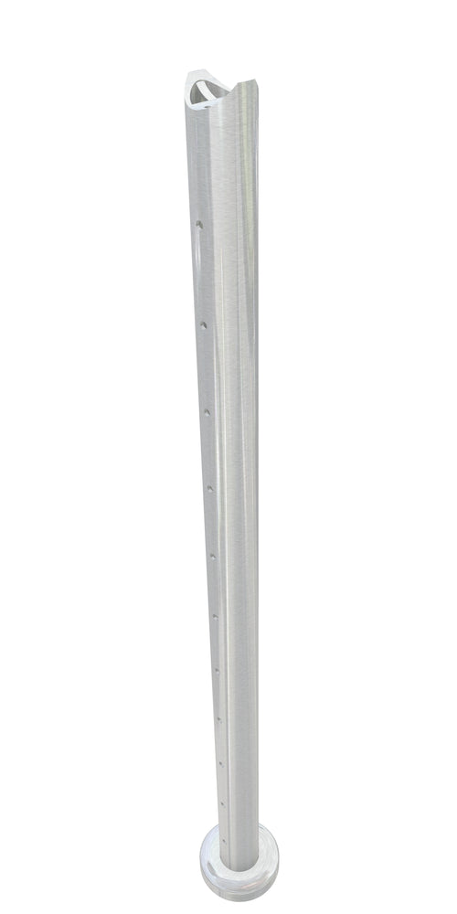 Post assembly, 50mm round, intermediate post,  flush top, satin finish, with 7.5mm holes