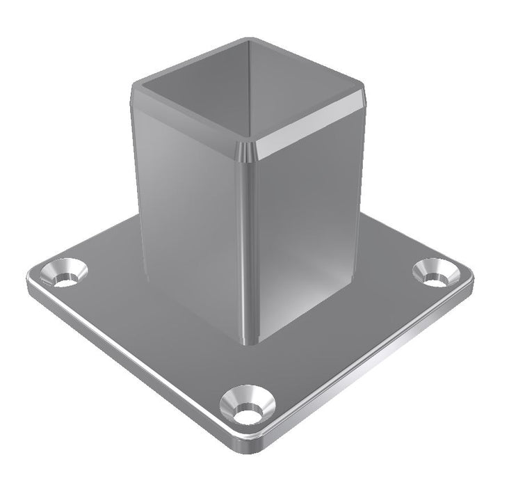 Long Base Plate, 4 Hole, 50.8mm x 1.6mm SHS, Satin Finish
