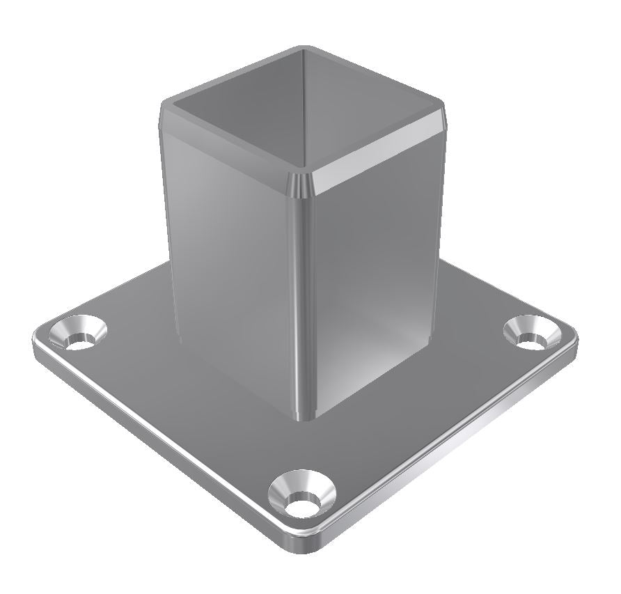 Long Base Plate, 4 Hole, 50.8mm x 1.6mm SHS, Satin Finish
