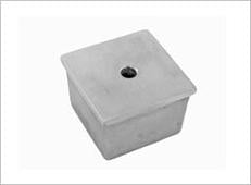 Square End Cap 1.6mm x 50.8mm tube, with M8 female thread. Satin Finish
