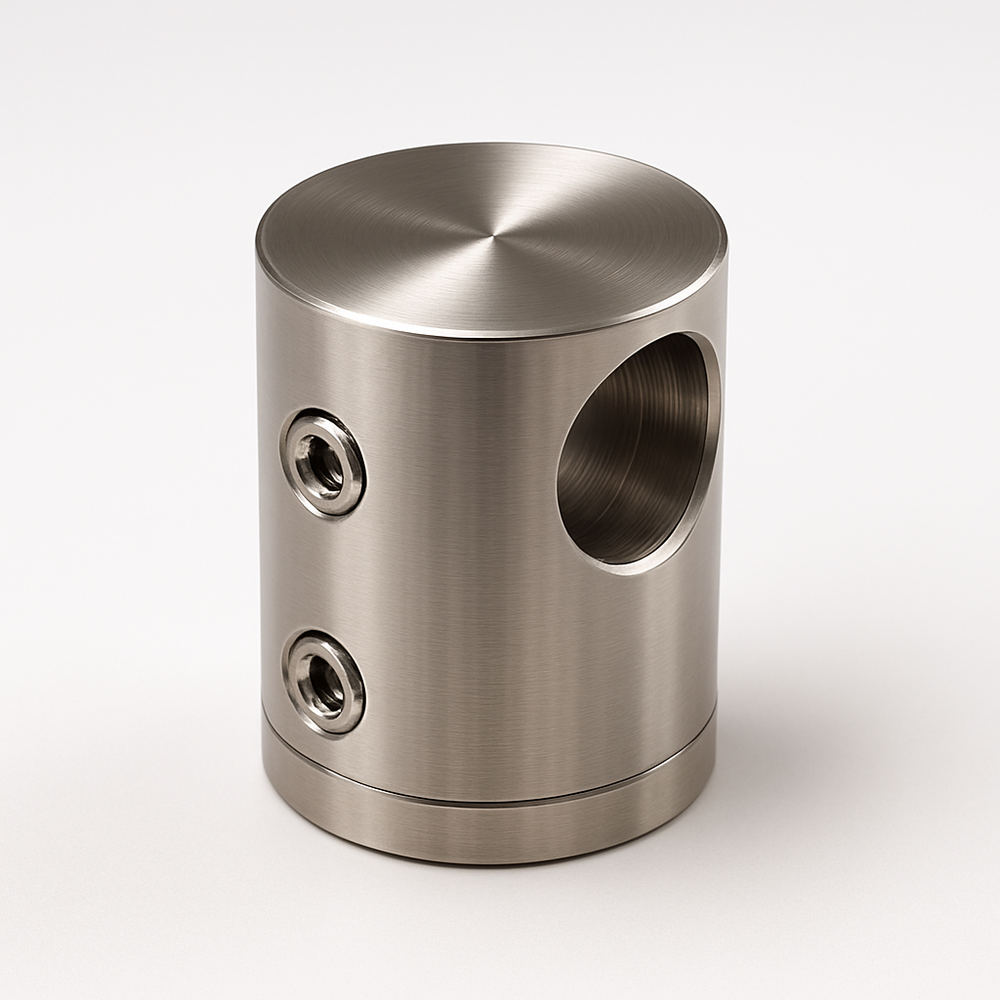 Crossbar Holder, SS316, Ø22 body, 20mm centreline height, to suit Ø10mm crossbar