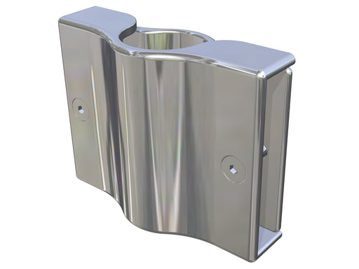 Kerb Rail Clamp, SS316, Intermediate Bracket, for 50.8mm round posts, to suit RHS 100x20 Kerb Rail. MARS-KRC-50R-100-20-INT