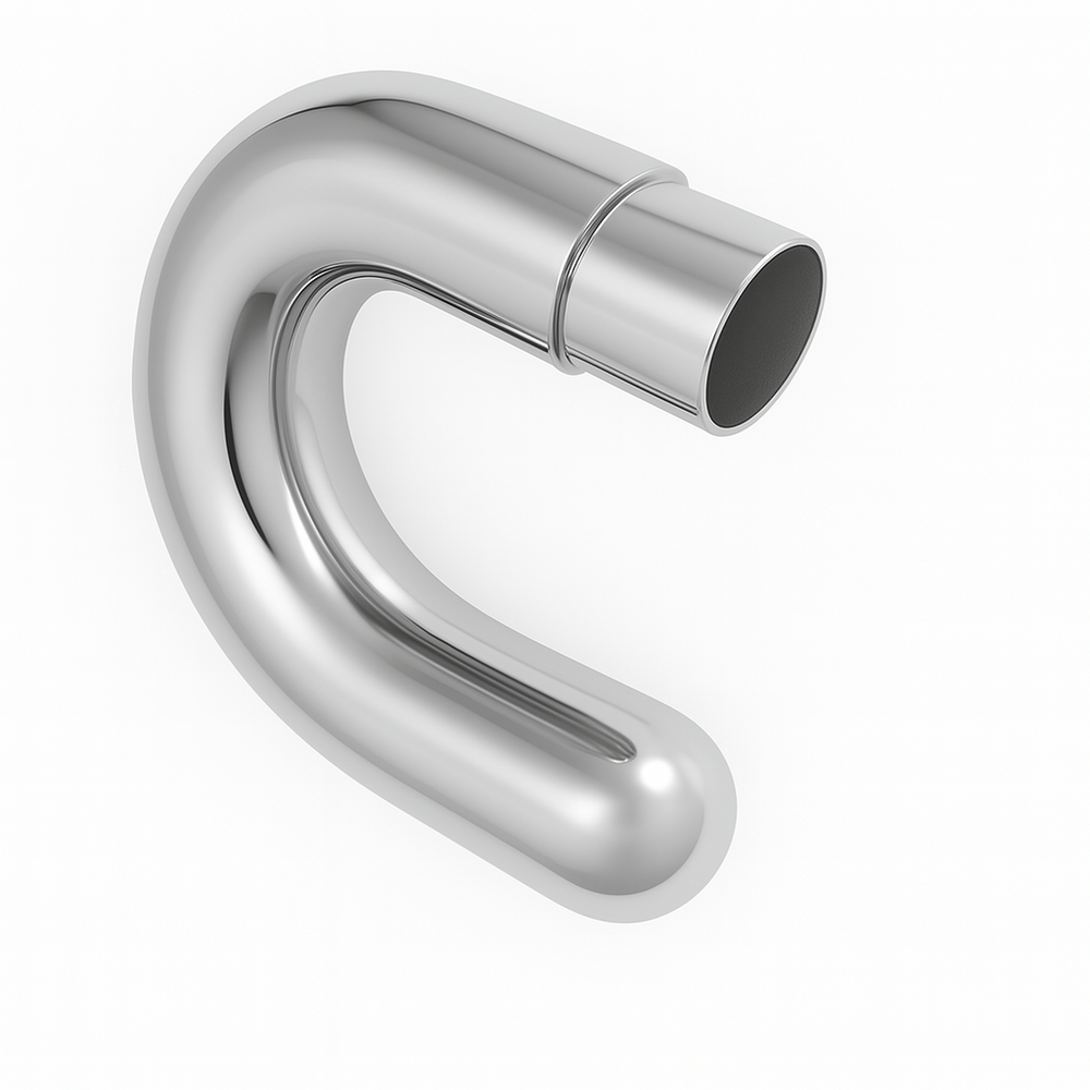 Extended Elbow Fitting - Short with tube insert. 50.8 x 1.6mm tube. L=135mm W=200mm Mirror Polish
