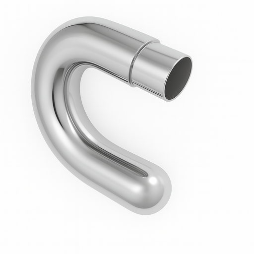 Extended Elbow Fitting - Short with tube insert. 50.8 x 1.6mm tube. L=135mm W=200mm Mirror Polish