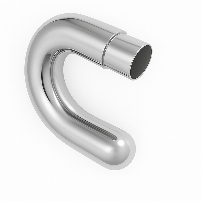 Extended Elbow Fitting - Short with tube insert. 50.8 x 1.6mm tube. L=135mm W=200mm Mirror Polish