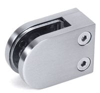 Clamp: Glass 10mm/12mm,50mm dia Round Back, Mirror Finish