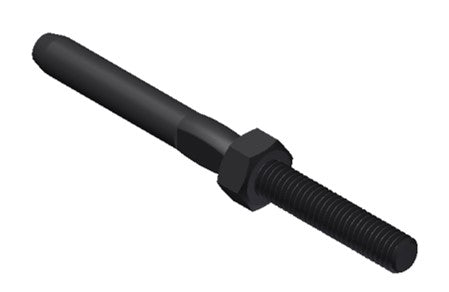 3.2mm x M6 Threaded Swage Terminal, RHT, Flat W/Lock Nut - 73mm, SS316 Black Finish