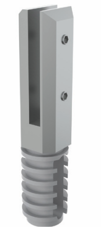 Glass Spigot, SS316, 50mm square, grout in type, with cover cap, to suit 10-12mm glass, Mirror Polish