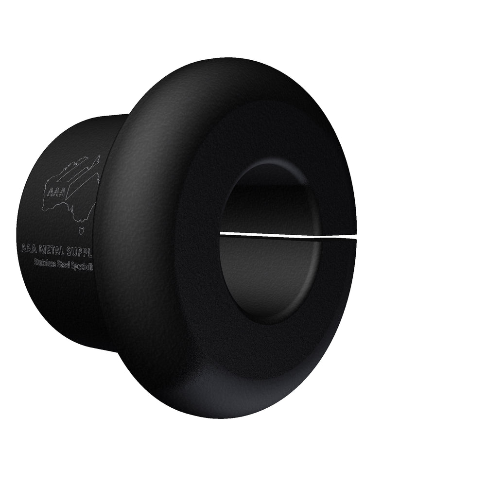 Nylon Grommet Split Type, Black, 9mm O.D. x 6mm long, suits wire rope 3.2-5.0mm