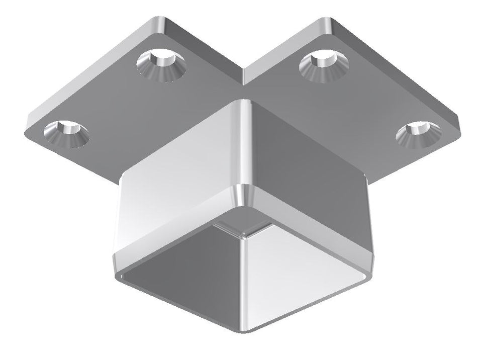 Square Corner Post Saddle, Flat Top, Flush Fit, for 50.8mm x 1.6mm SHS, Satin Finish