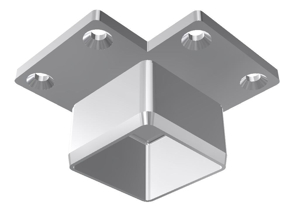 Square Corner Post Saddle, Flat Top, Flush Fit, for 50.8mm x 1.6mm SHS, Satin Finish