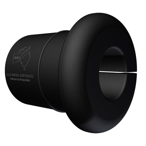 Nylon Grommet Split Type, Black, 9mm O.D. x 10mm long, suits wire rope 3.2-5.0mm