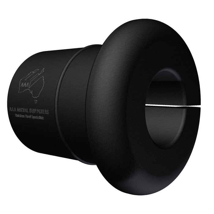 Nylon Grommet Split Type, Black, 9mm O.D. x 10mm long, suits wire rope 3.2-5.0mm