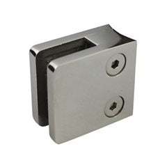 Glass Clamp: Square 8/10/12 mm,  Round Back Mirror Polish, 53x60