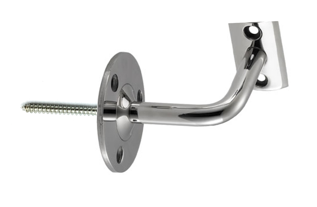 90° Elbow Handrail Bracket, Lag Screw, Flat Top 50.8mm Mirror