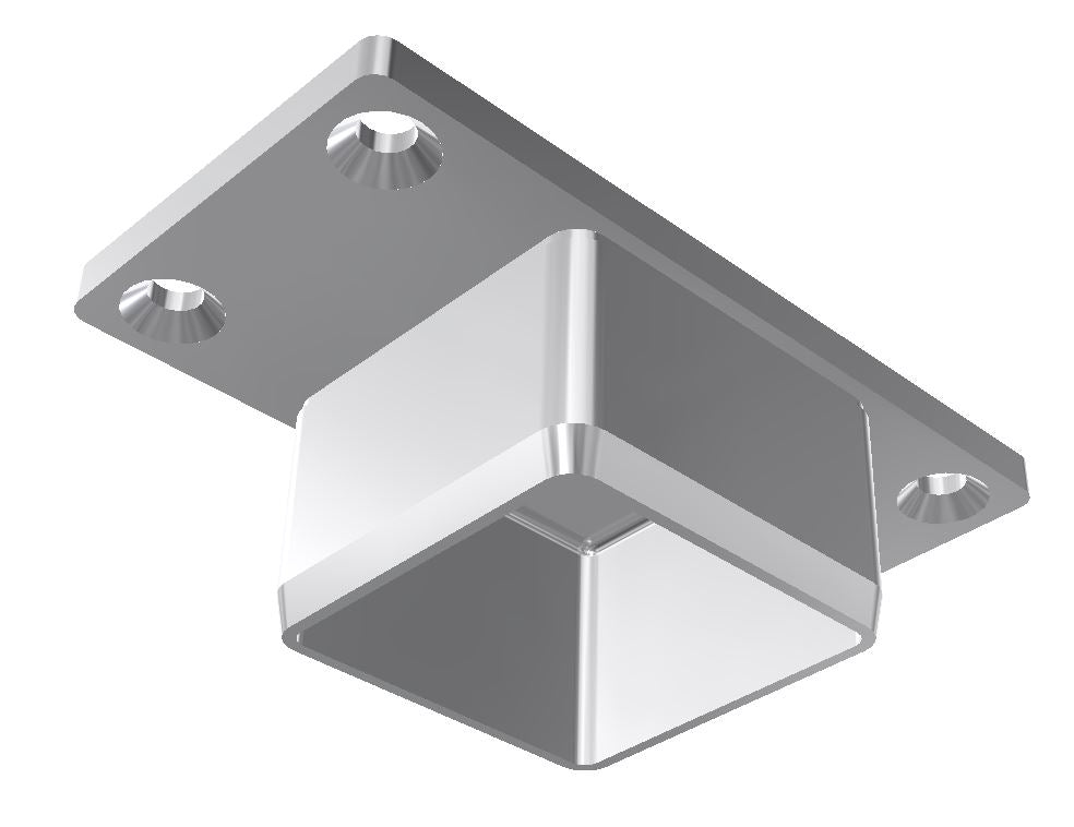 Square Intermediate Post Saddle, Flat Top, Flush Fit, for 50.8mm x 1.6mm SHS, Satin Finish