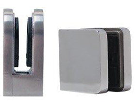 Glass Clamp: Square 8/10/12 mm Flat Back Satin Finish, Square 45X47