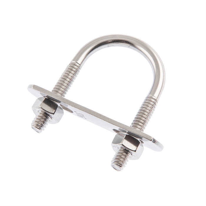 U Bolt, M6 X 28mm x 38mm, Grade 316, With Plate and nuts