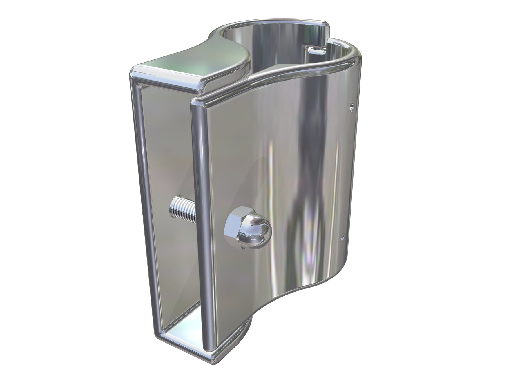 Kerb Rail Clamp, SS316, End Bracket, for 50.8mm round posts, to suit RHS 100x20 Kerb Rail. MARS-KRC-50R-100-20-END
