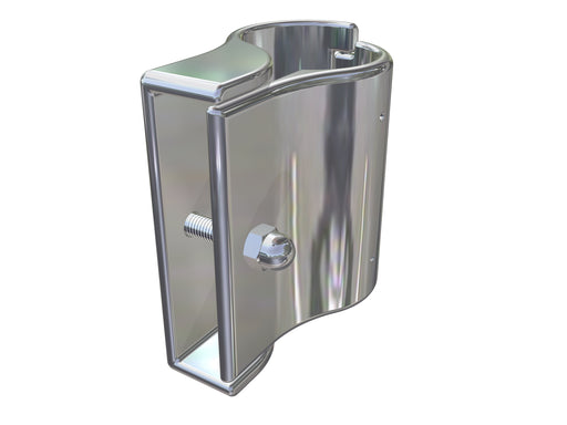 Kerb Rail Clamp, SS316, End Bracket, for 50.8mm round posts, to suit RHS 100x20 Kerb Rail. MARS-KRC-50R-100-20-END