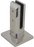 Glass Spigot, SS316, 50mm square, 154mm high with base plate with cover cap, to suit 10-12mm glass, Mirror Polish